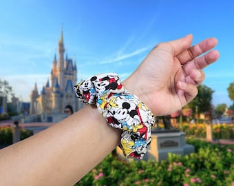 Mouse and Friends Scrunchie Watch Band | 100% Cotton Fabric