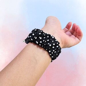 Polkadot Scrunchie Apple Watch Band: Handmade Cotton Fabric 7) Black