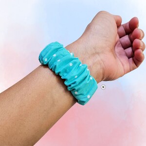 Polkadot Scrunchie Apple Watch Band: Handmade Cotton Fabric 3) Teal