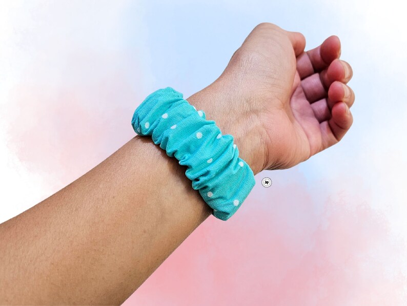 Polkadot Scrunchie Apple Watch Band: Handmade Cotton Fabric 3) Teal