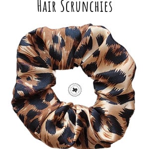Leopard Print Satin Hair Scrunchies