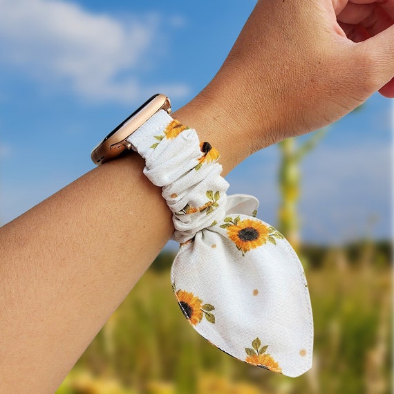 Sunflower Bunny Ears Scrunchies Watch Band for Apple Watch Fitbit