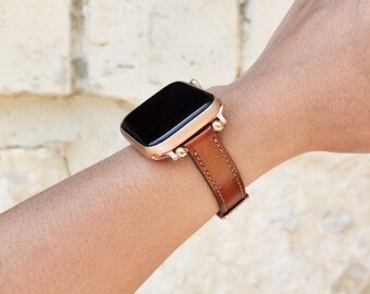 Personalized Leather Watch Band for Apple Watch Fitbit Versa Sense | Custom Engraved Gift