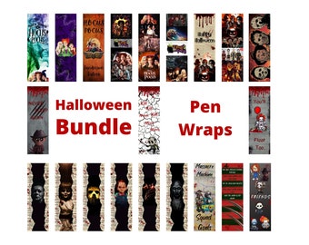 Halloween Variety BUNDLE Pen Wraps, 21 Pen Wrap Decals, Instant Download Zip File, PNG