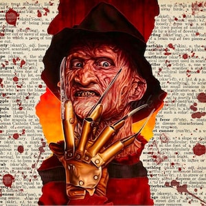 Halloween Bookpage Freddy Krueger, Dream Police, 20oz Skinny Tumbler Wrap, Instant Download