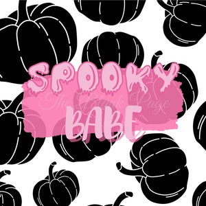 Spooky Babe, Black Pumpkin, Halloween Wrap, 20oz Skinny Tumbler Wrap, Digital PNG File, Instant Download