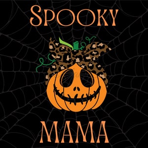 Spooky Mama, Pumpkin Face, Halloween Wrap, 20oz Skinny Tumbler Wrap, Digital PNG File, Instant Download