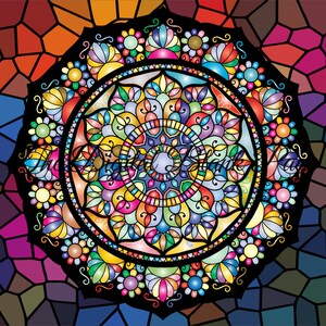 Stained Glass, Mandala Design, 20oz Skinny Tumbler Wrap, Digital PNG File, Instant Download