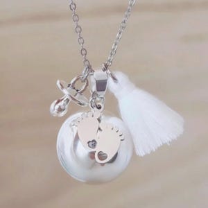 Baby feet pregnancy bola - pacifier - silver - pregnancy jewelry