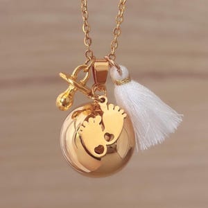 Baby feet pregnancy bola - pacifier - gold - pregnancy jewelry