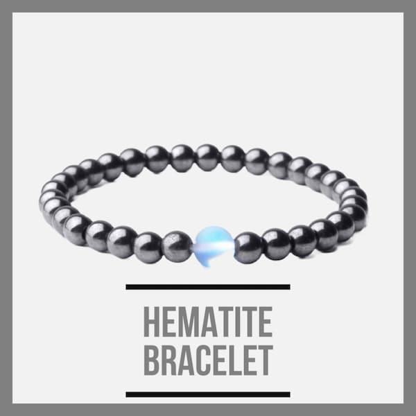 Natural Hematite Magnetic Therapy Healing Bracelet Hematite Relieves Headaches Arthritis Stress Anxiety (Unisex)