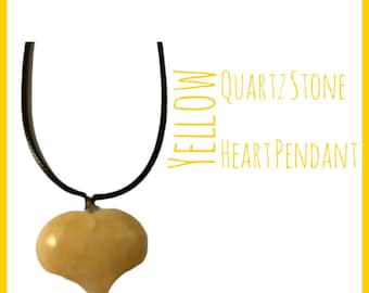 Yellow Quartz Heart Necklace - Chakra Healing Necklace - Unisex