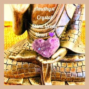Amethyst Geode Crystal Stone - Home Decor Heart Shaped - Third Eye Chakra Healing