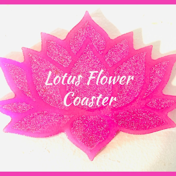 Lotus Flower Coasters Handmade Glittery Sparkling Home Decor Purple Pink Blue for Entertainment - End Tables, Barware, Drinkware