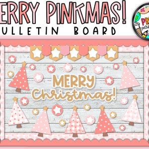 Pink Christmas Tree Bulletin Board | Merry Christmas Bulletin Board | Pink Holiday Classroom Decor | Christmas Countdown