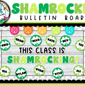 St. Patrick&#39;s Day Bulletin Board | Shamrock Bulletin Board | March Bulletin Board Idea| Printable St. Patty&#39;s Day Classroom Decor |