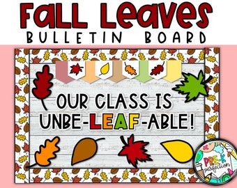 Kit de tablón de anuncios para el aula con hojas de otoño (descarga digital)