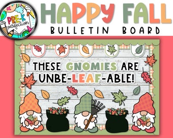 Tablón de anuncios de gnomos de otoño: Decoración de aula con hojas de otoño (descarga digital)