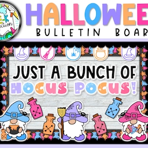 Pastel Halloween Gnome Bulletin Board | Witch Gnome Decor | Witch Bulletin Board | Halloween Classroom Decor | Fall Bulletin Board Kit