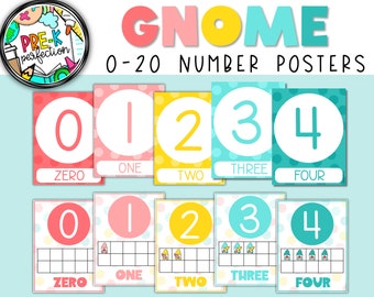 GNOME Classroom Decor THEME | 0-20 Ten Frame Number Posters | Polka Dot Classroom Decor