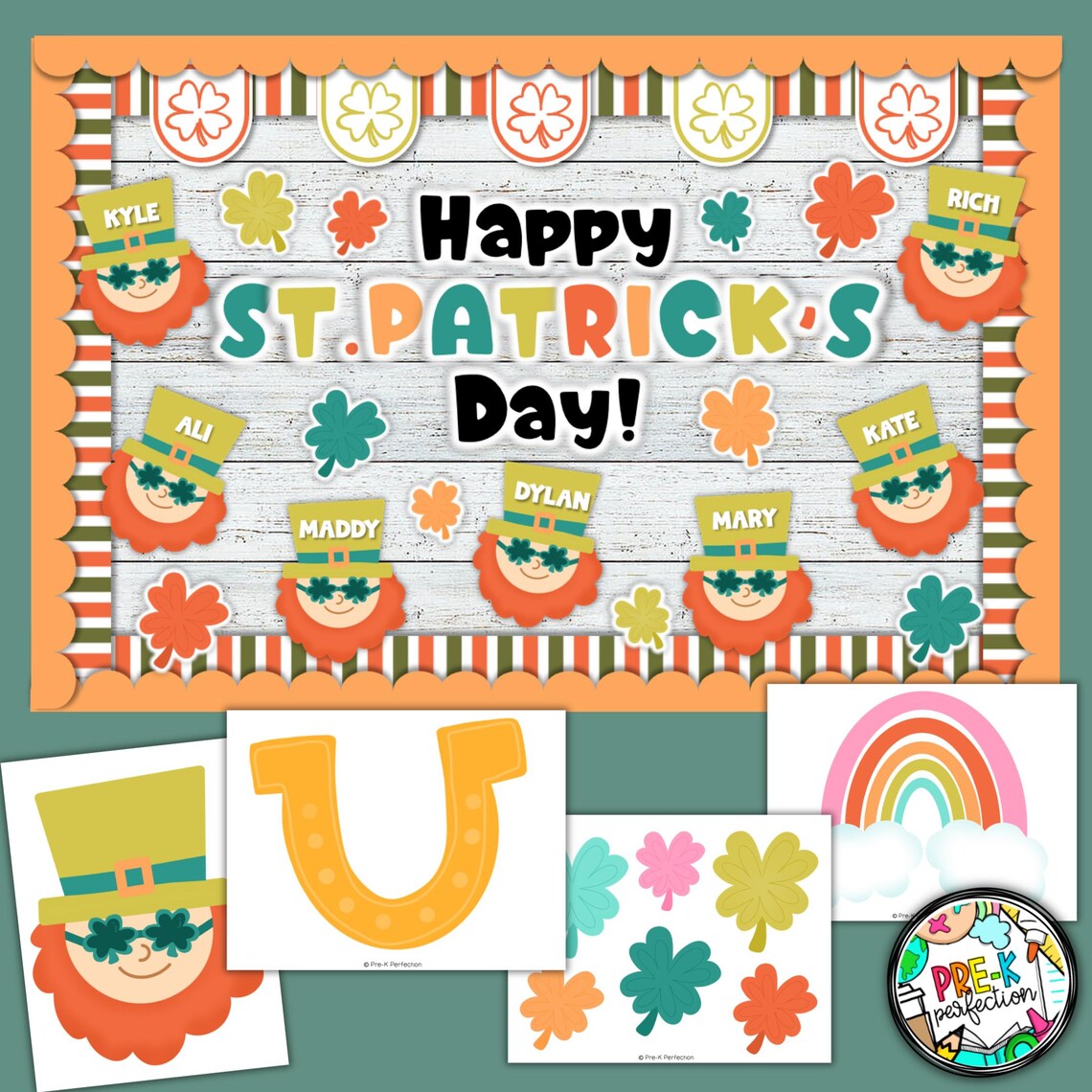 St. Patrick's Day Bulletin Board, Rainbow Decor, Groovy Leprechaun ...