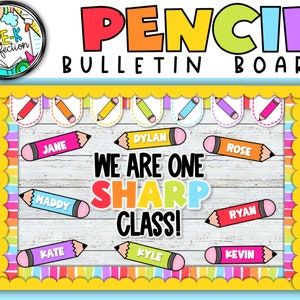Back to School Bulletin Board | Rainbow Pencil Bulletin Board | Bulletin Board Kit | We are one Sharp Class!