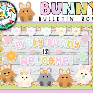 Easter Bulletin Board | April Bulletin Board | Easter Bunny Bulletin | Easy Bulletin Board | Seasonal Bulletin Board Kit | Door Decor Idea