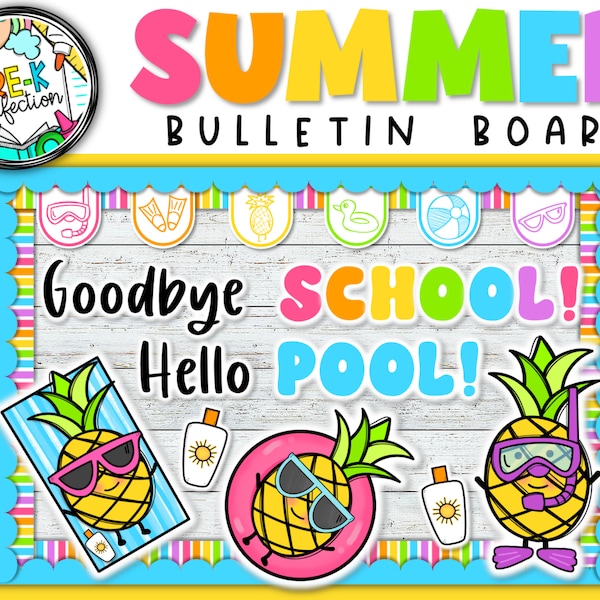 Goodbye School Hello Pool  Bulletin Board | Summer Decor | End of year Bulletin board! | Countdown to Summer | Hello Summer !