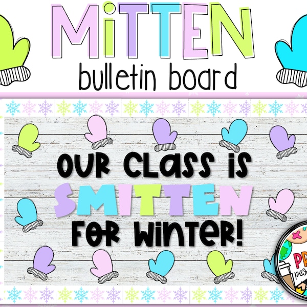 Mitten Bulletin Board | Pastel Winter Mitten Bulletin Board | Winter Classroom Decor | Smitten for Winter Bulletin Board Kit