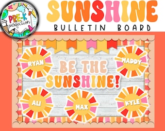 Retro Sunshine Classroom Bulletin Board Decor (Digital Download)