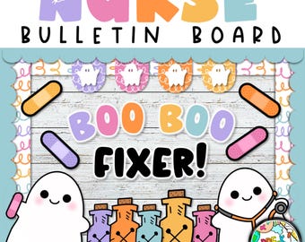 Tablón de anuncios de enfermeras de Halloween: decoración de fantasmas. ¡Aquí para los Boo Boos!