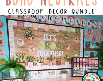 Boho Neutrals Classroom Decor BUNDLE | Boho Plant Decor | Calm and Earthy Classroom Decor | Back to School Decor