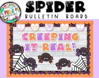 Kit de tablón de anuncios de arañas de Halloween: Decoración realista (descarga digital)