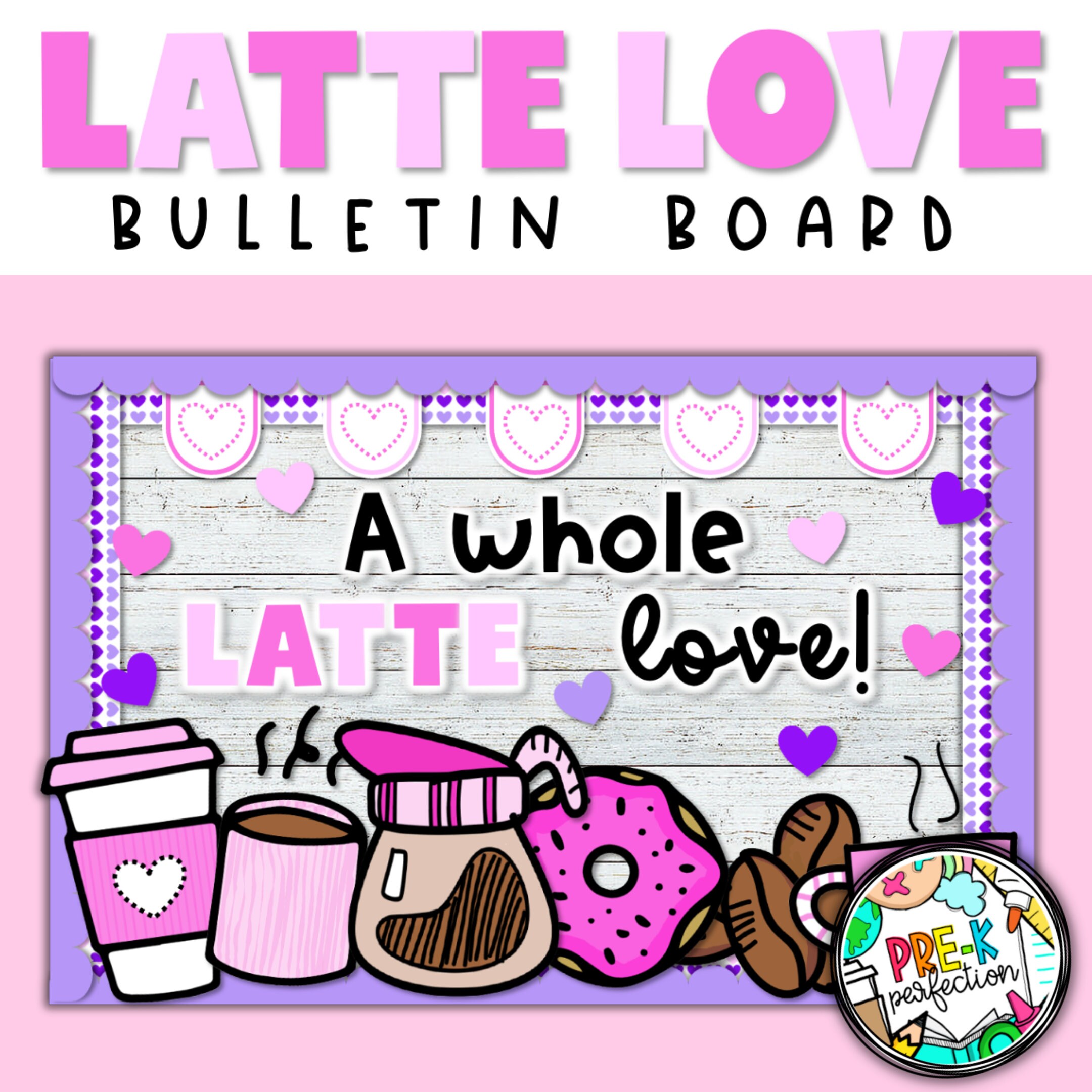 Latte Pinnwand-Set Zum Valentinstag – Kaffeetassen & Herzen, Dekoration Für Klassenzimmer & Zuhause
