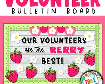 Decoración para el tablón de anuncios de voluntarios de fresa: Aula de verano (Descarga digital)