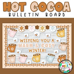 Hot Cocoa Bulletin Board | Boho Winter Bulletin Board | Warm And Cozy Classroom Decor | Hot Chocolate Bulletin Board
