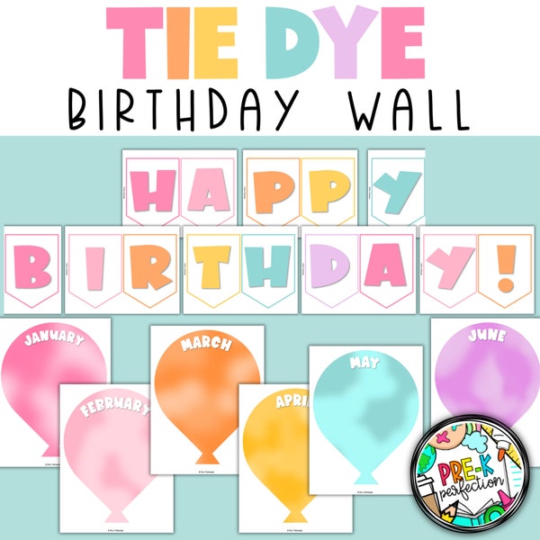 Tie Dye Classroom Decor | Birthday Wall Decor | Funky Tie Dye Decor | Printable Classroom Decor