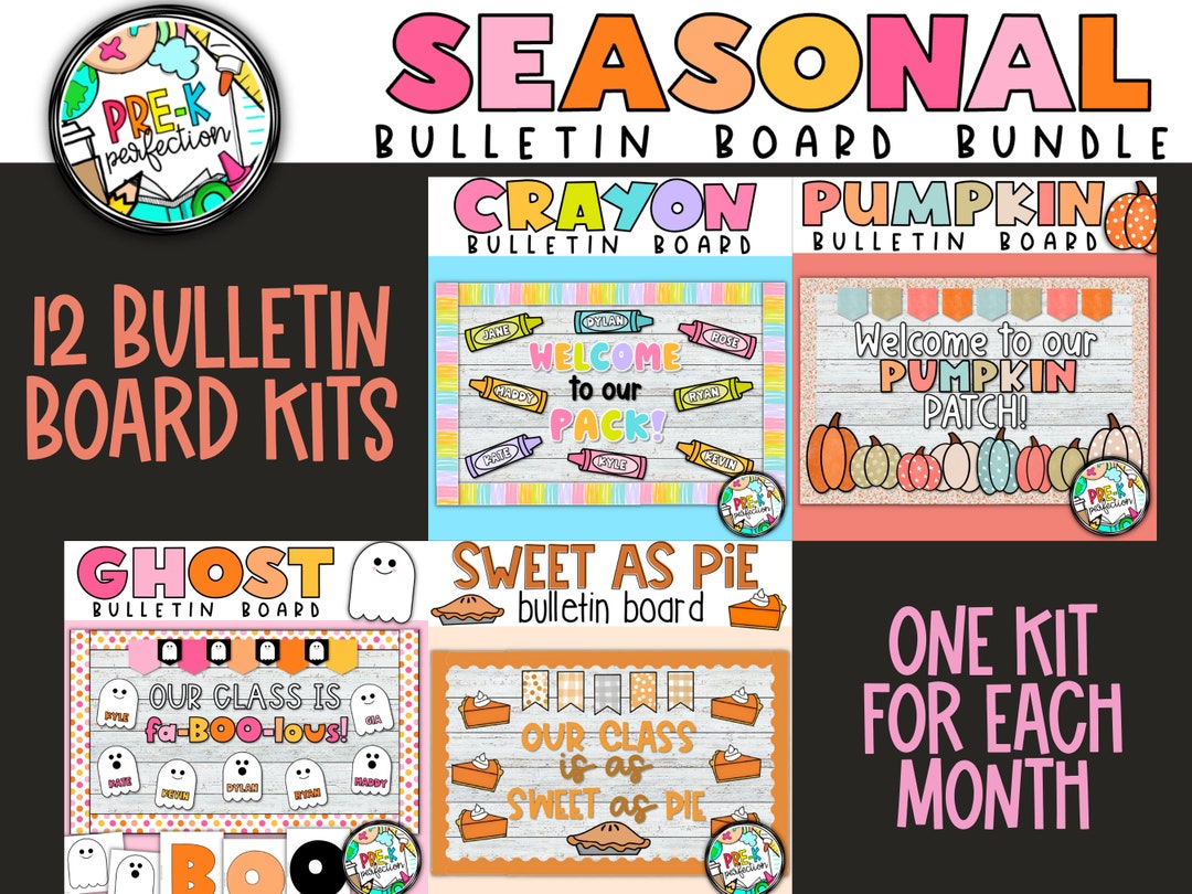 Seasonal Bulletin Board Bundle Monthly Bulletin Board Bundle 12
