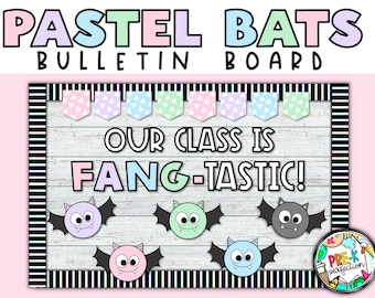 Kit de tablón de anuncios de murciélagos de Halloween en tonos pastel (descarga digital)