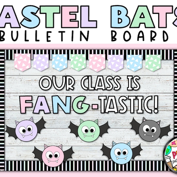 Pastel Halloween Bat Bulletin Board | Modern Bat Bulletin Board | Digital Download | Fang-tastic Class Bulletin Board Kit