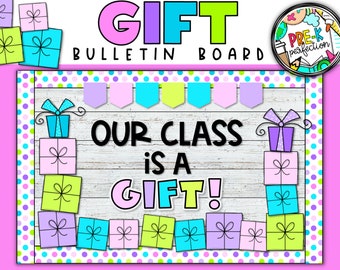 Holiday Gift Bulletin Board | Colorful Christmas Bulletin Board | Digital Download | Holiday Season Bulletin Board Kit
