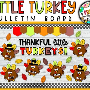 Bulletinboardkit Thanksgiving Turkije: klasdecor herfst (digitale download)