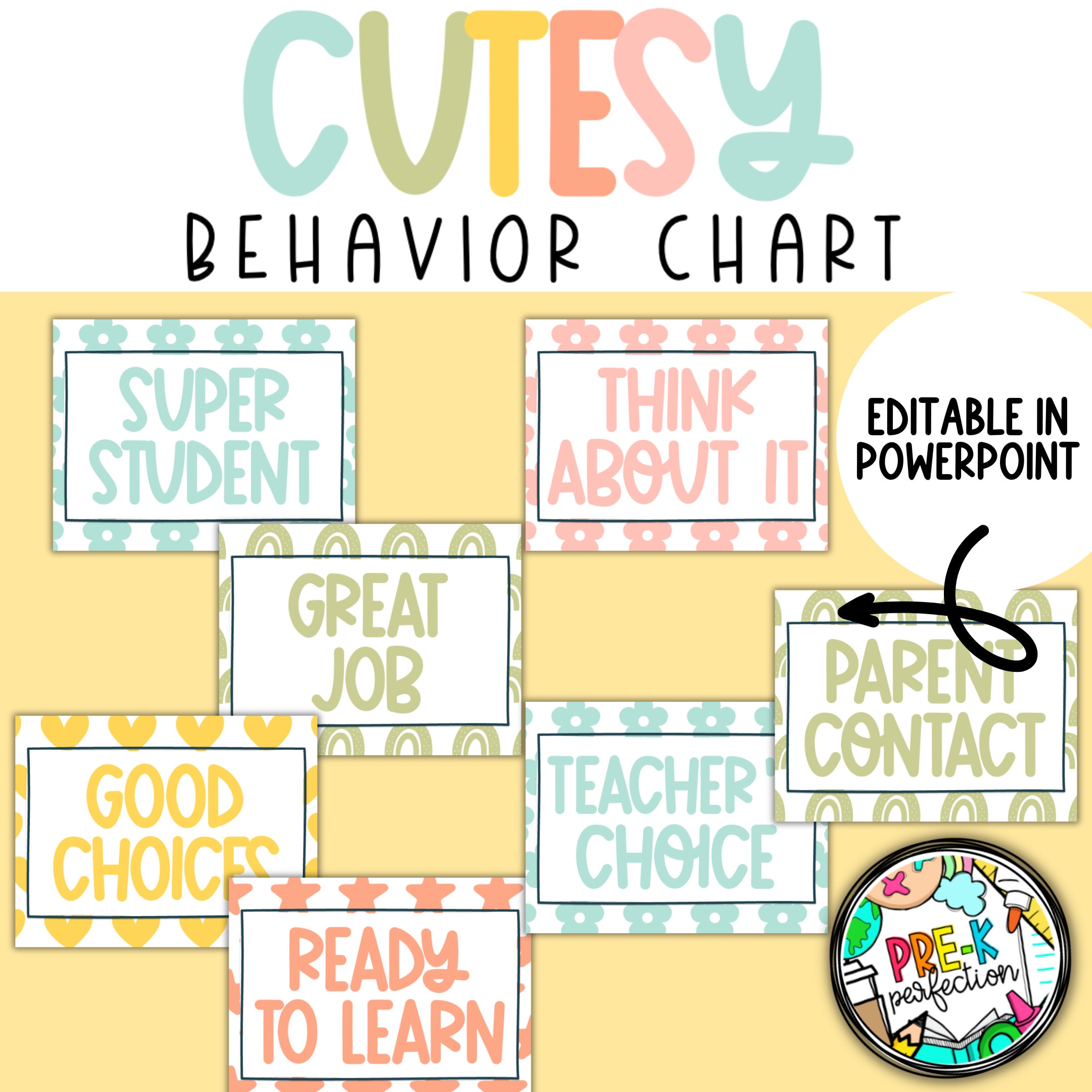 Pastel Doodle Behavior Chart: Cutesy Classroom Decor (PDF Download) - Etsy