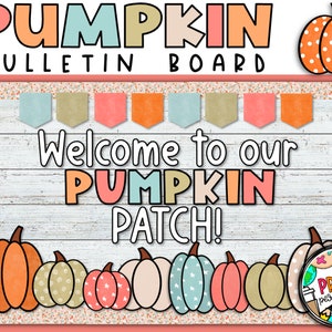 Pastel Pumpkin Patch Bulletin Board Fall Pumpkin Bulletin Board Digital Download Bulletin Board Kit image 1