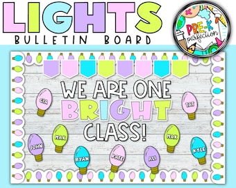 Pastel Christmas Lights Bulletin Board | Christmas Lights Bulletin Board | Holiday Classroom Decor