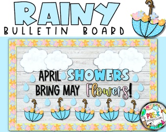 April Bulletin Board | April Showers Bring May Flowers | Printable Spring Classroom Decor | Bulletin Board Kit | Classroom Door Decor