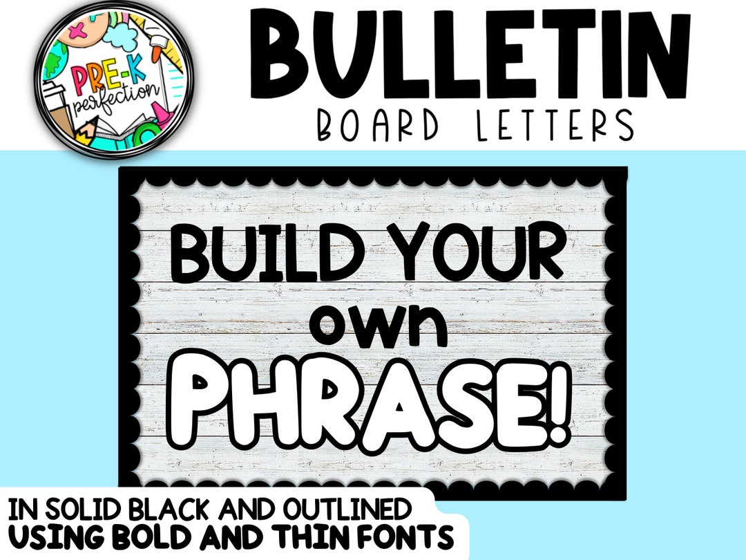 Black and White Bulletin Board Letters Thin & Bold Bulletin Board