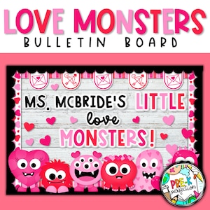 Tablón de anuncios de Love Monsters / Tablón de anuncios de San Valentín / Letras de la A a la Z