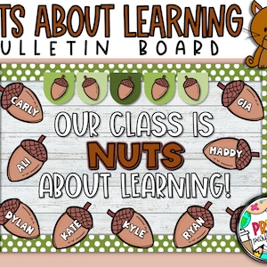 Herbst Eichel Bulletin Board |Nüsse über das Lernen Bulletin Board | Digitaler Download | Chipmunk Pinnwand Kit