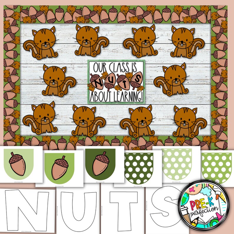 Fall Acorn Chipmunk Bulletin Board Kit: Nuts About Learning (digital ...